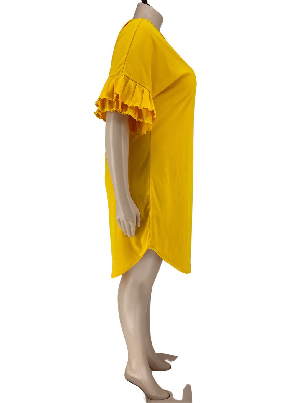Sexy Plus Size Solid Ruffled Sleeve Loose Dress