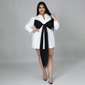 Sexy Plus Size Long Sleeve Tie Up Shirt Dress
