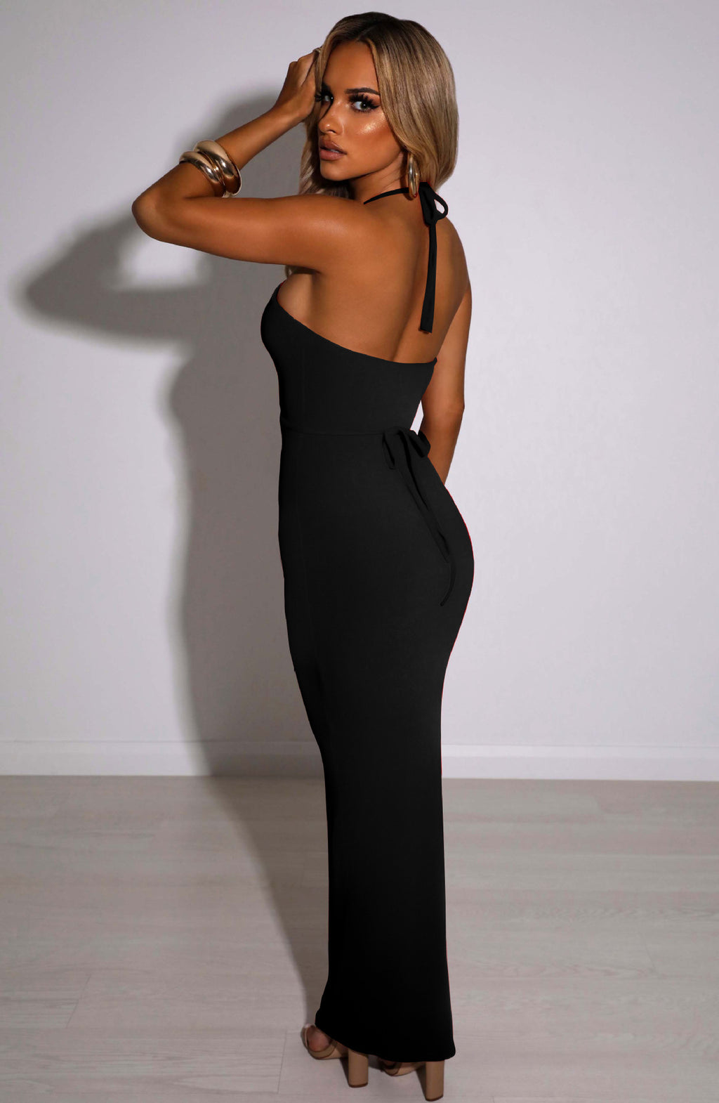 Sexy Solid Sexy Halter Hollow Out Maxi Dress