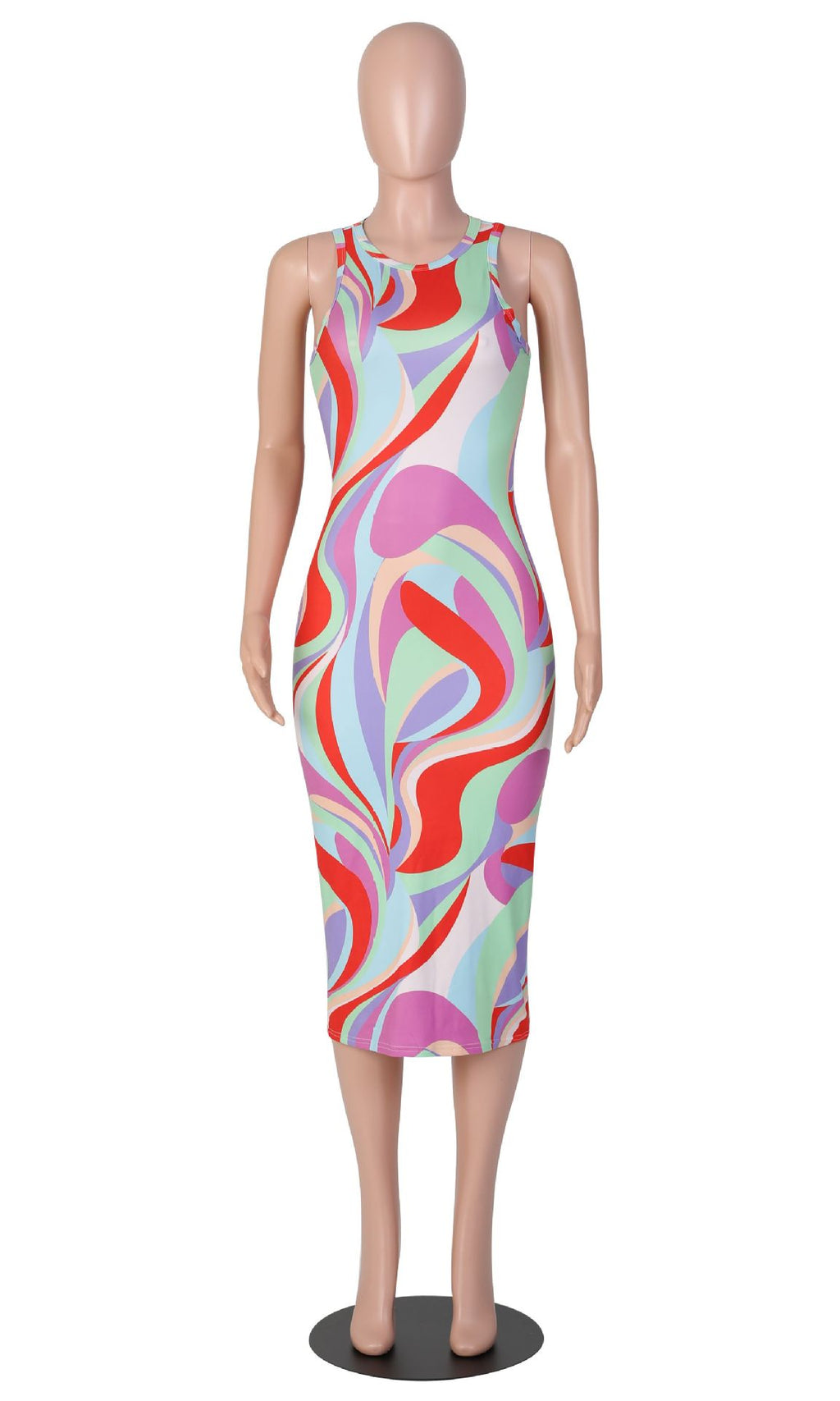 Sexy Sexy Printed Sleeveless Slim Midi Dress