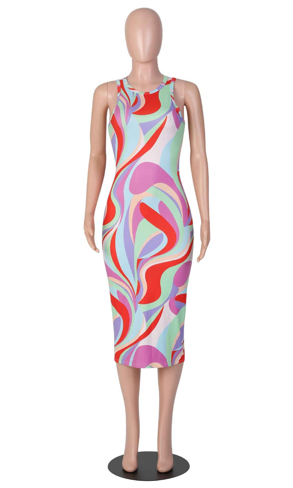 Sexy Sexy Printed Sleeveless Slim Midi Dress