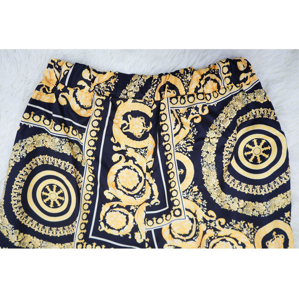 Sexy Long Sleeve Print Loose Shirt And Wide Leg Pant 2 Piece Set