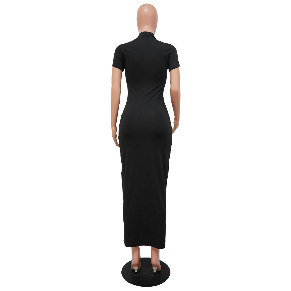 Sexy Solid Color Casual Short Sleeve Maxi Dress