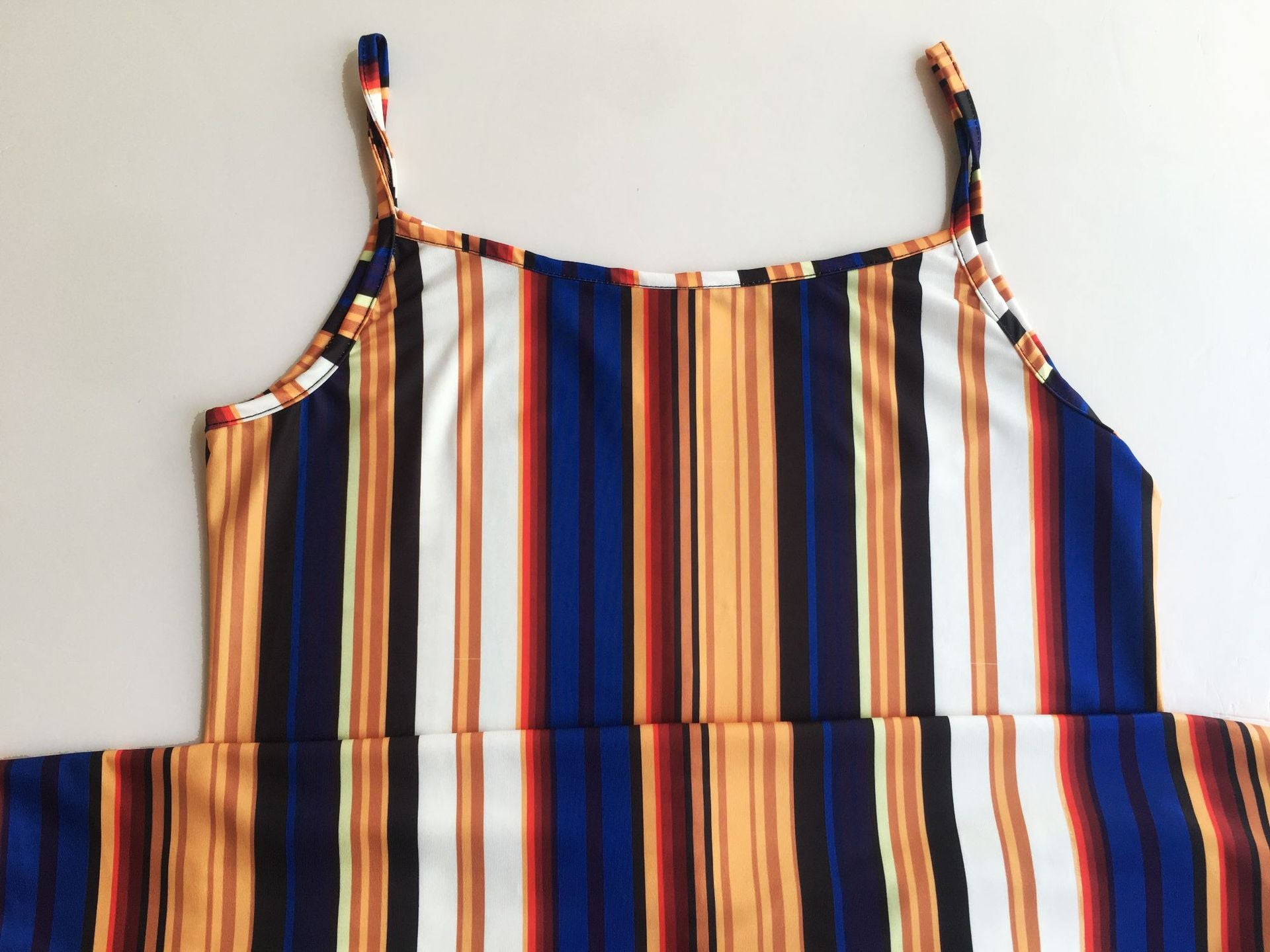 Sexy Colorful Striped Pocket Loose Sling Maxi Dress