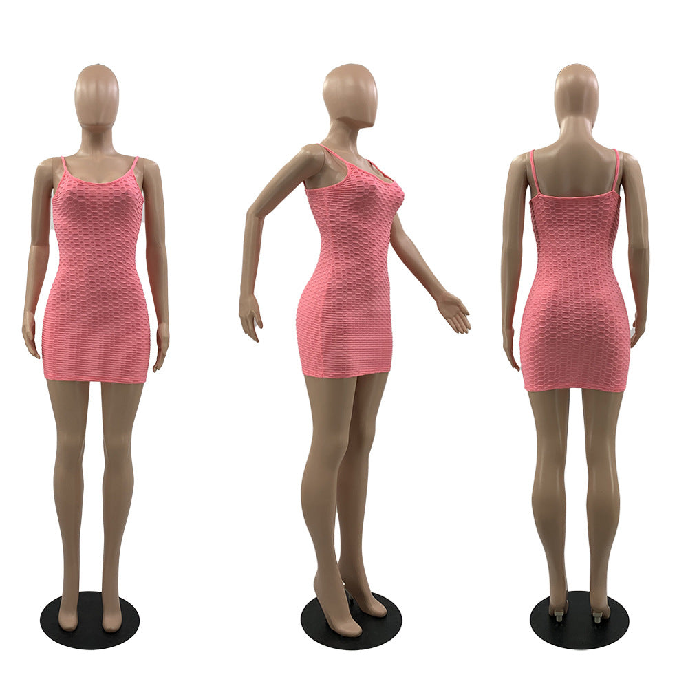 Sexy Solid Sleeveless Slim Mini Dress