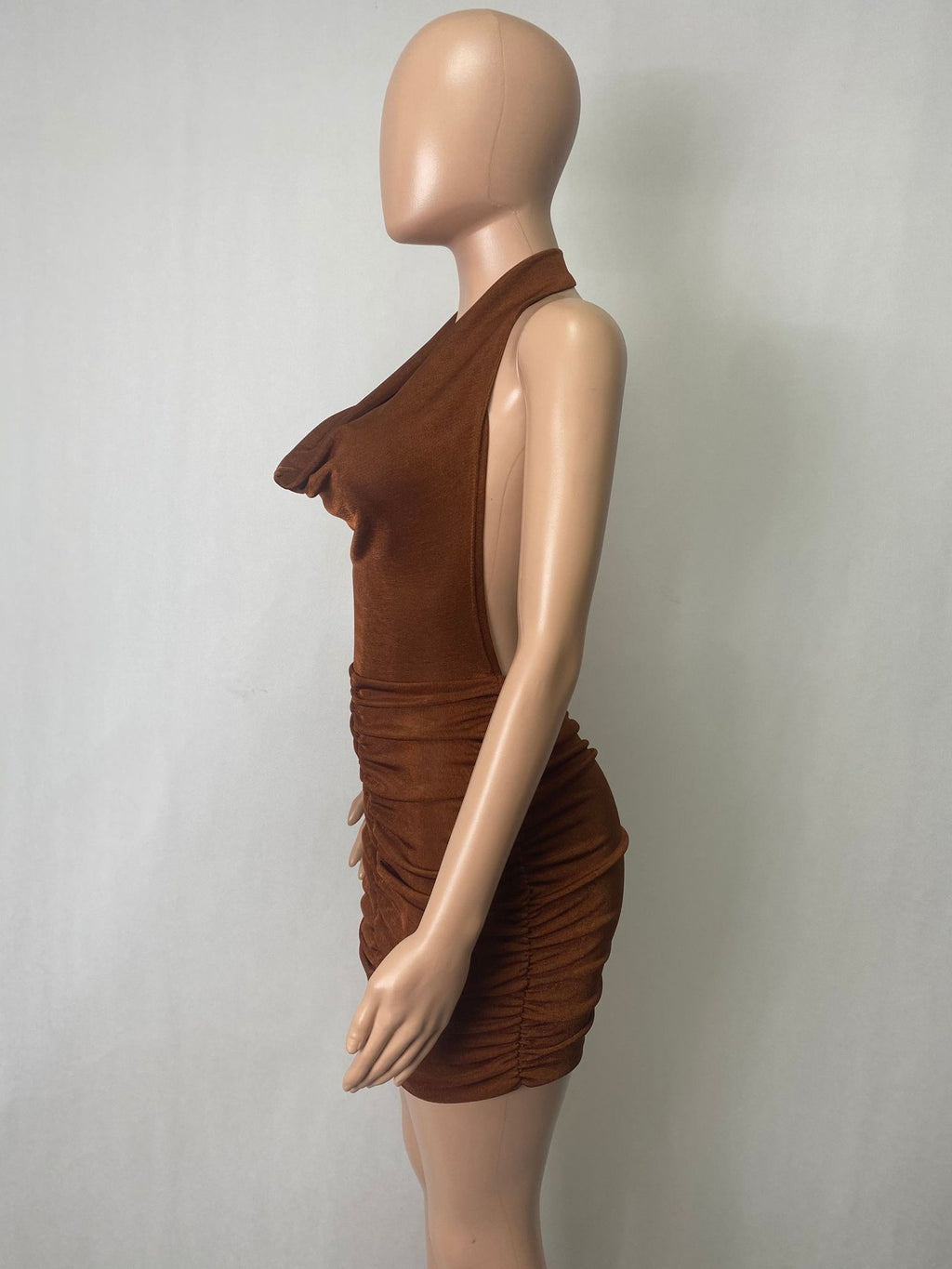 Sexy Sexy Halter Backless Ruched Mini Dress