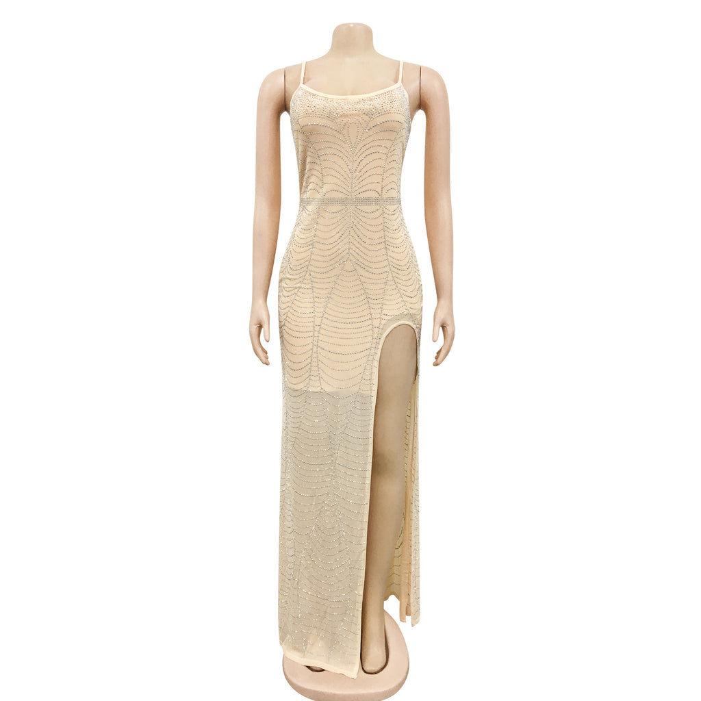 Sexy Hot Drilling High Split Long Evening Dress