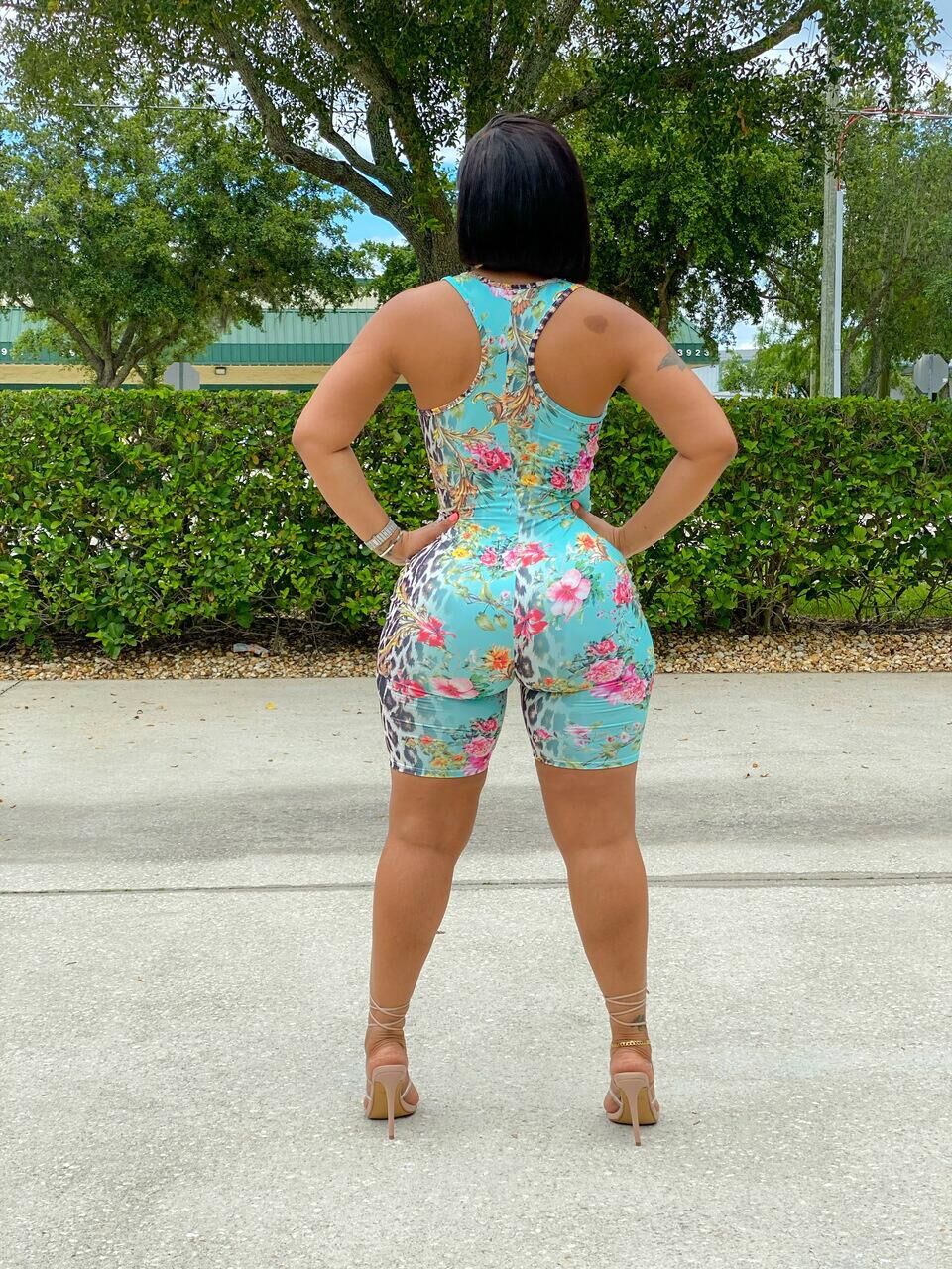 Sexy Floral Leopard Print Sleeveless Romper