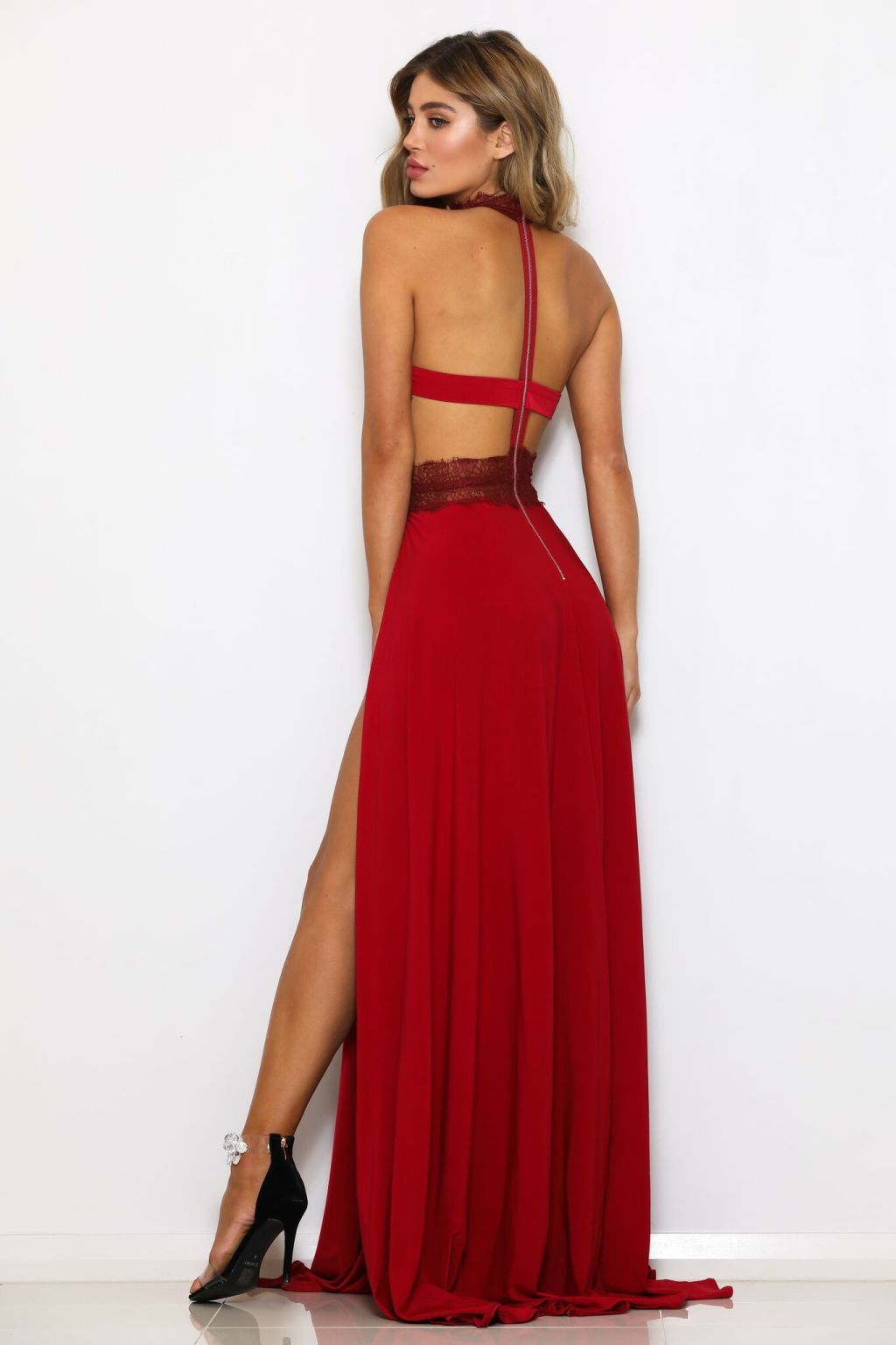 Sexy Sexy Backless Sleeveless High Split Maxi Evening Dress