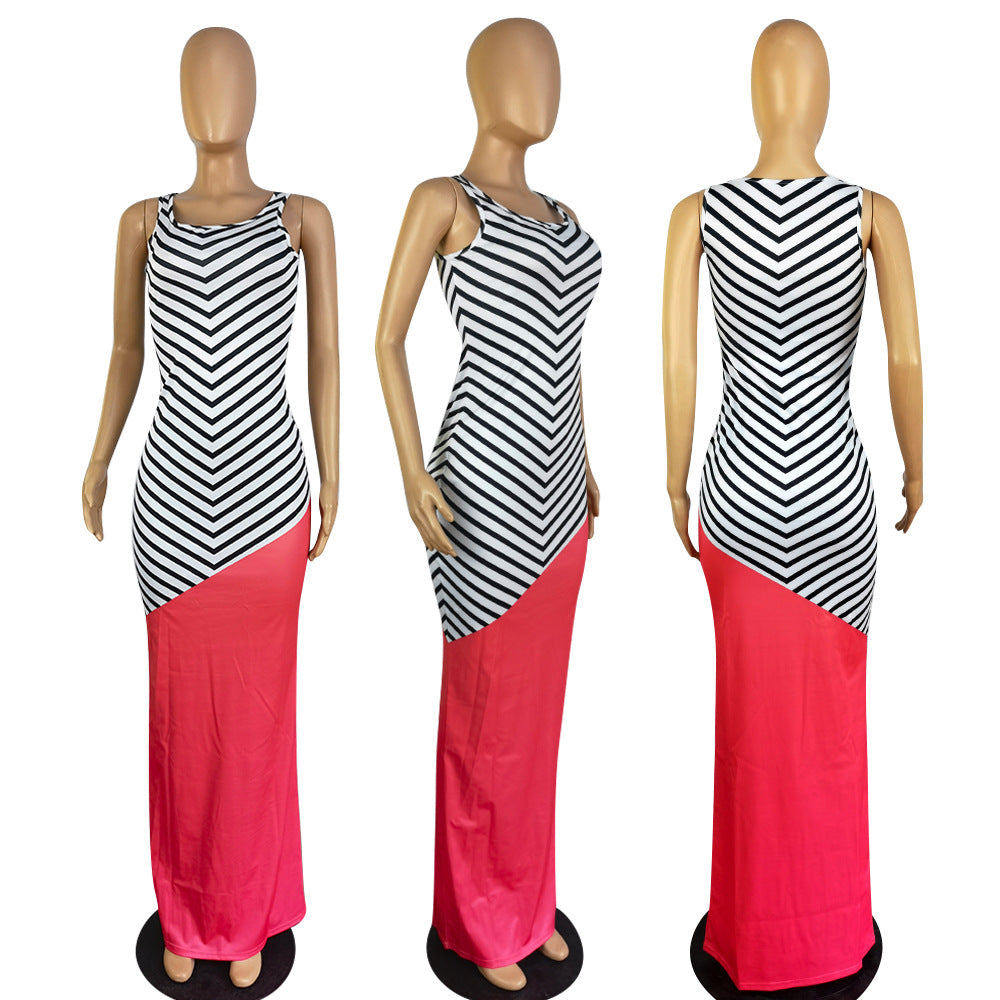 Sexy Sexy Patchwork Sleeveless Maxi Dress