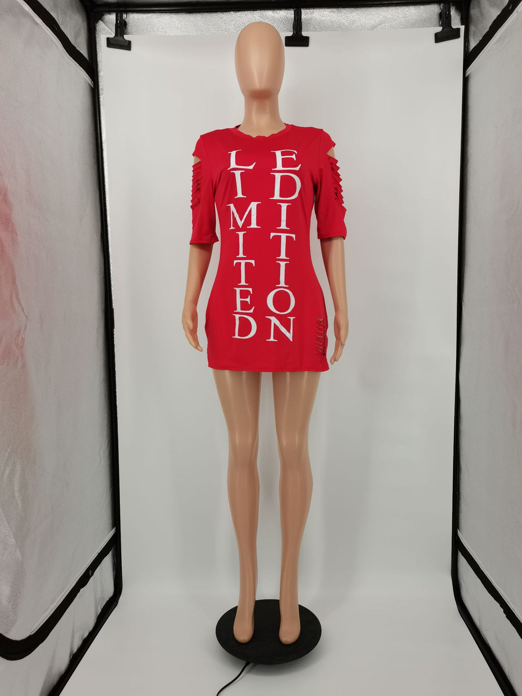 Sexy Letter Print Hole Mini Dress