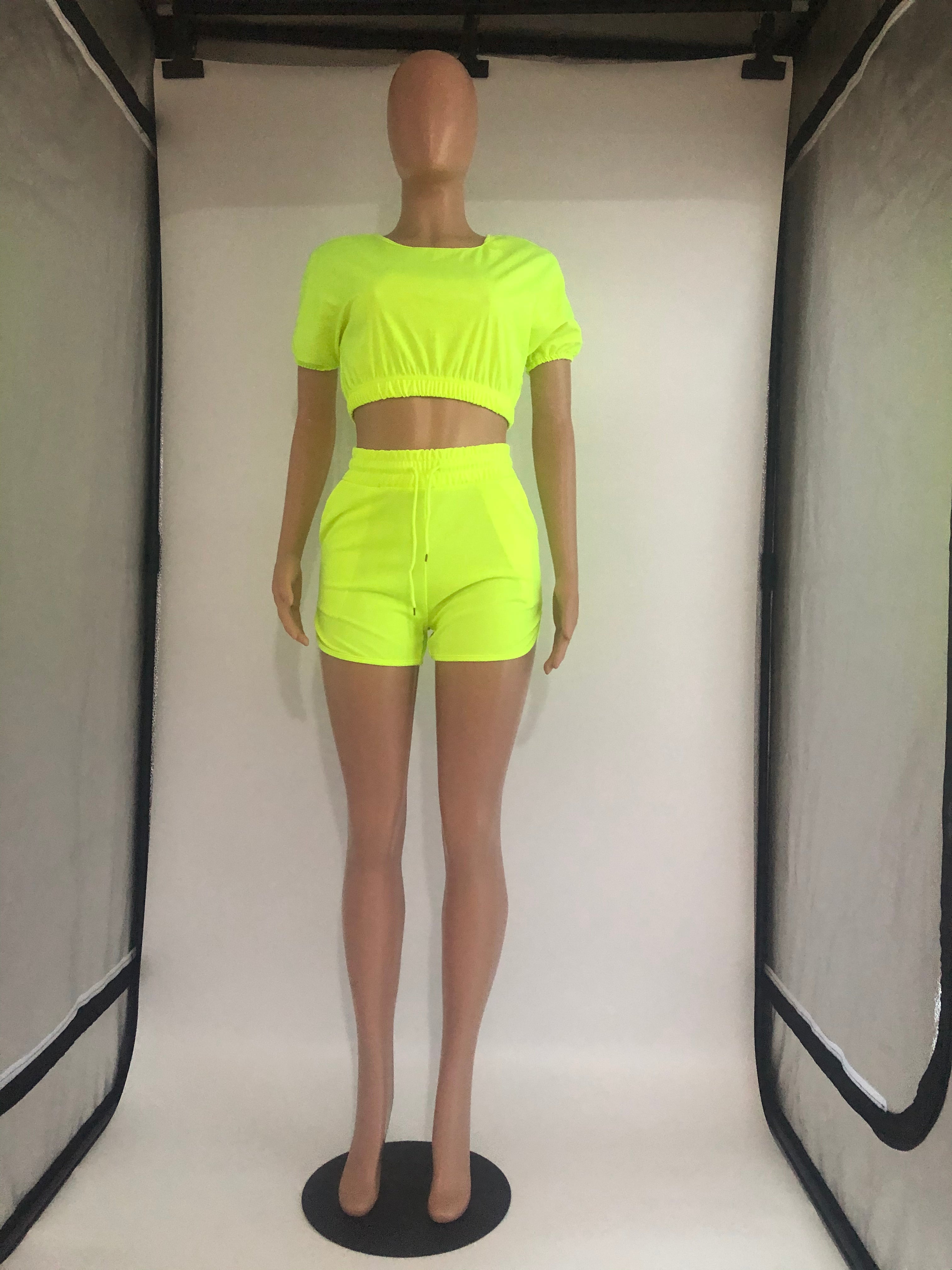 Sexy Solid Color Casual Short Sleeve Shorts  Two Piece Sets