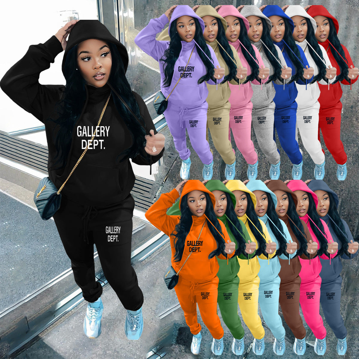 Sexy Padded Thick Hooded Sweatshirt Pants Casual Sports Set