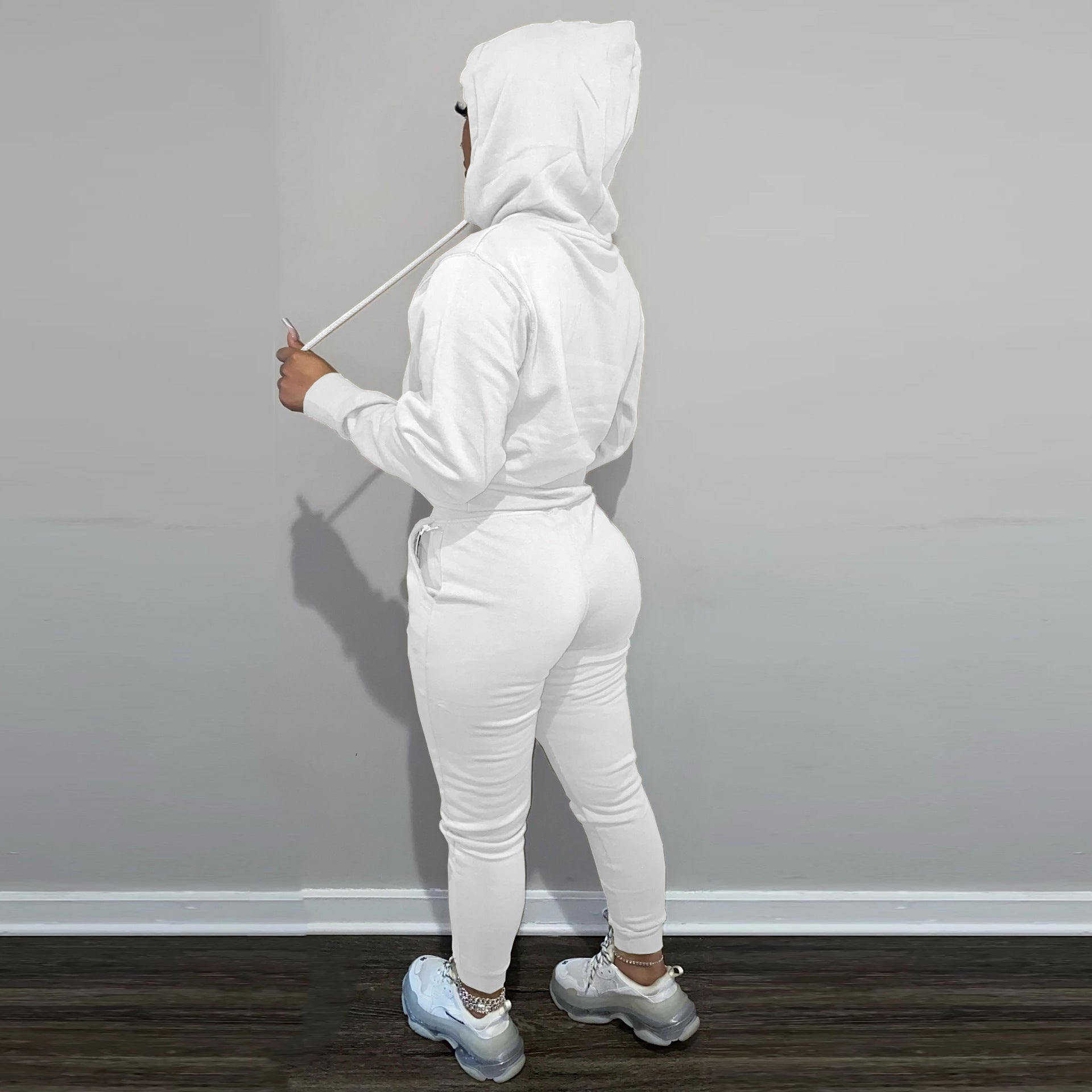 Sexy Padded Thick Hooded Sweatshirt Pants Casual Sports Suit