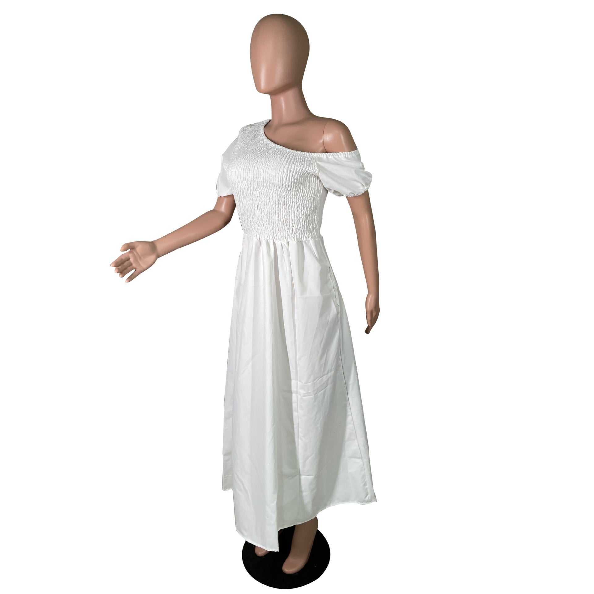 Sexy White Short Sleeve Hollow Out Maxi Dress