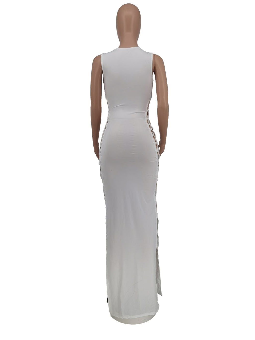 Sexy Solid Lace-Up Hollow Out Sleeveless Maxi Dress
