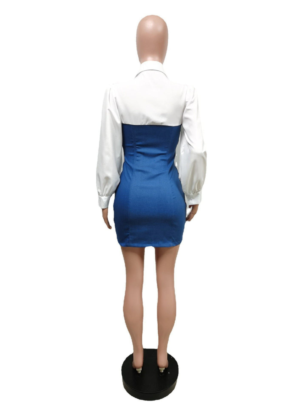 Sexy Denim Patchwork Long Sleeve Zipper Mini Dress