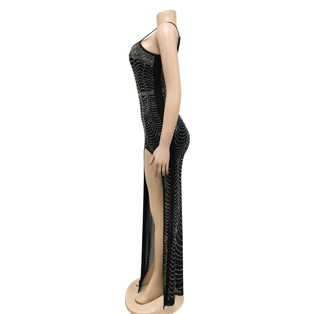 Sexy Hot Drilling High Split Long Evening Dress