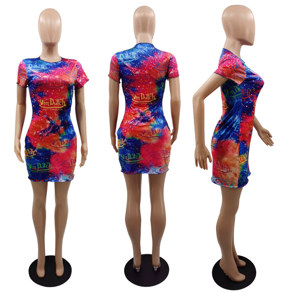 Sexy Casual Printed Short Sleeve Mini Dress