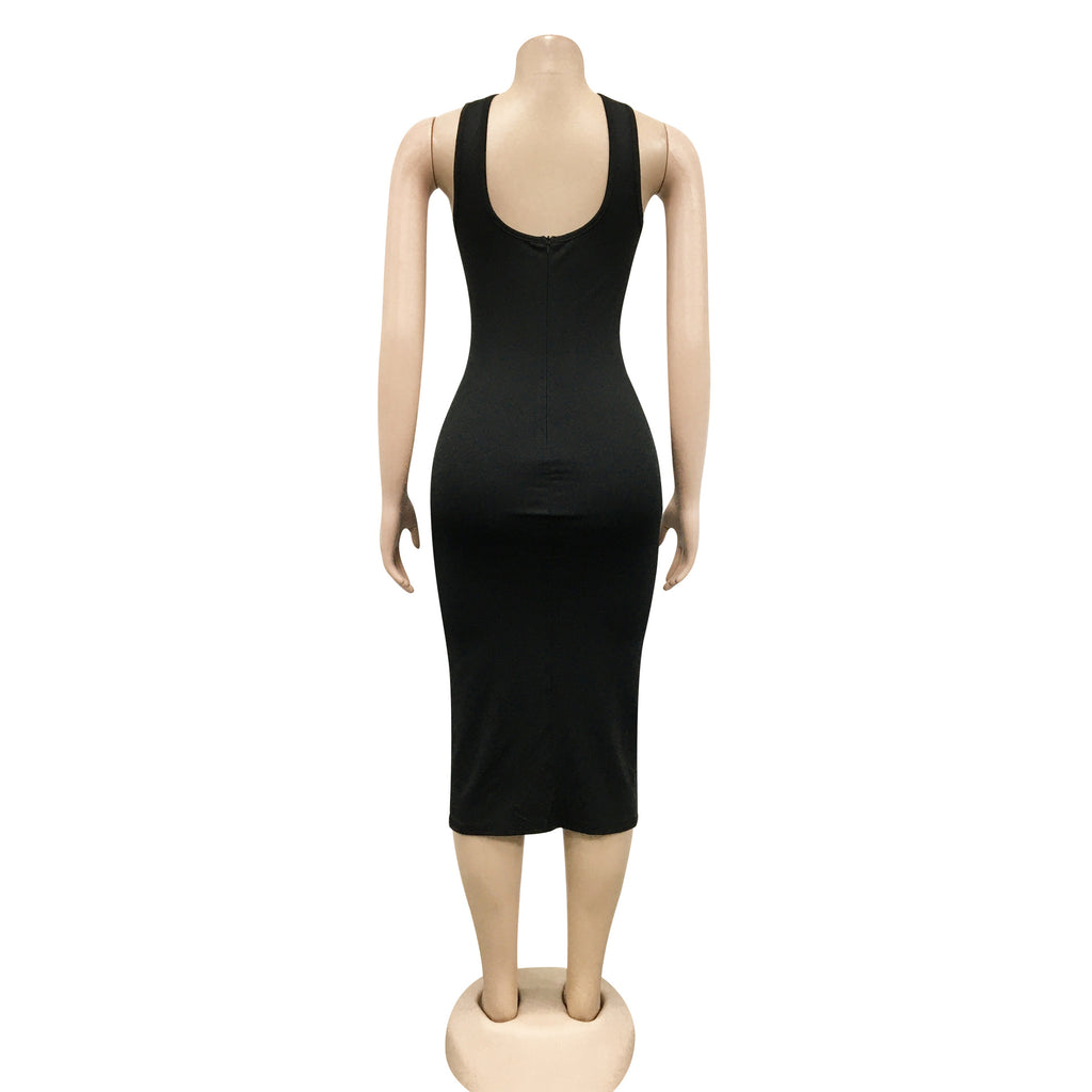 Sexy Sexy Off Shoulder Split Bodycon Midi Dress (Without Belt)