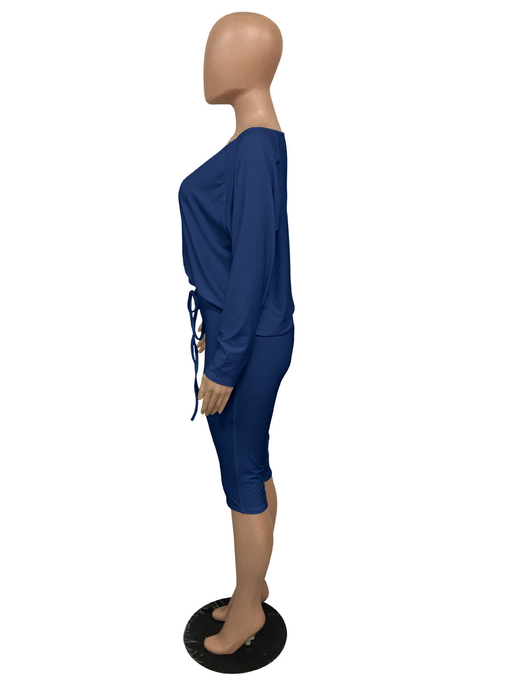 Sexy Solid Long Sleeve Top+Knee Length Pants 2 Piece Sets