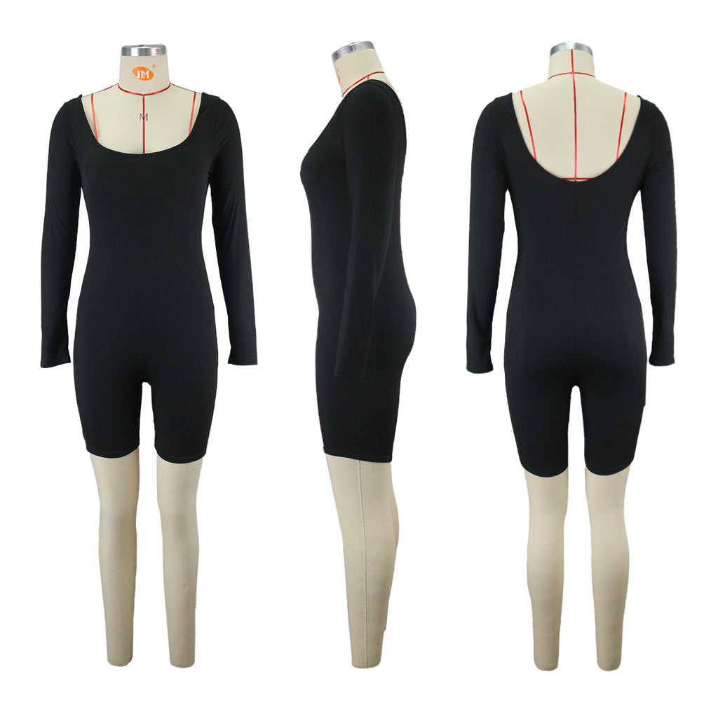 Sexy Ribber Square Neck Slim Romper