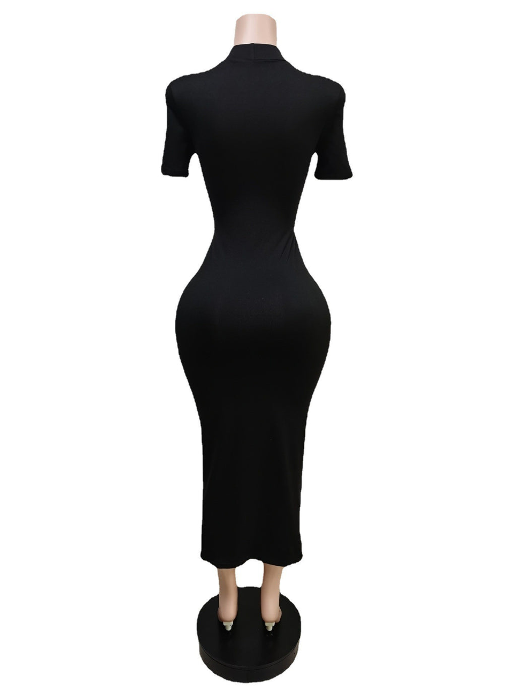 Sexy Solid Short Sleeve Lace-Up Hollow Midi Dress
