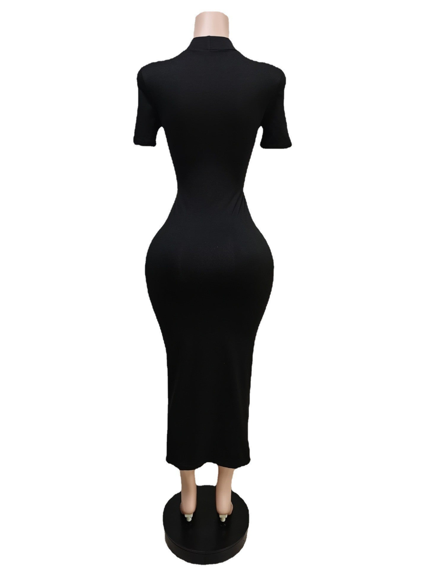 Sexy Solid Short Sleeve Lace-Up Hollow Midi Dress