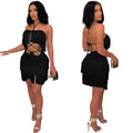 Sexy Lace-up Backless Tassel Mini Dress