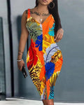 Sexy Sexy Printed Sleeveless Dress