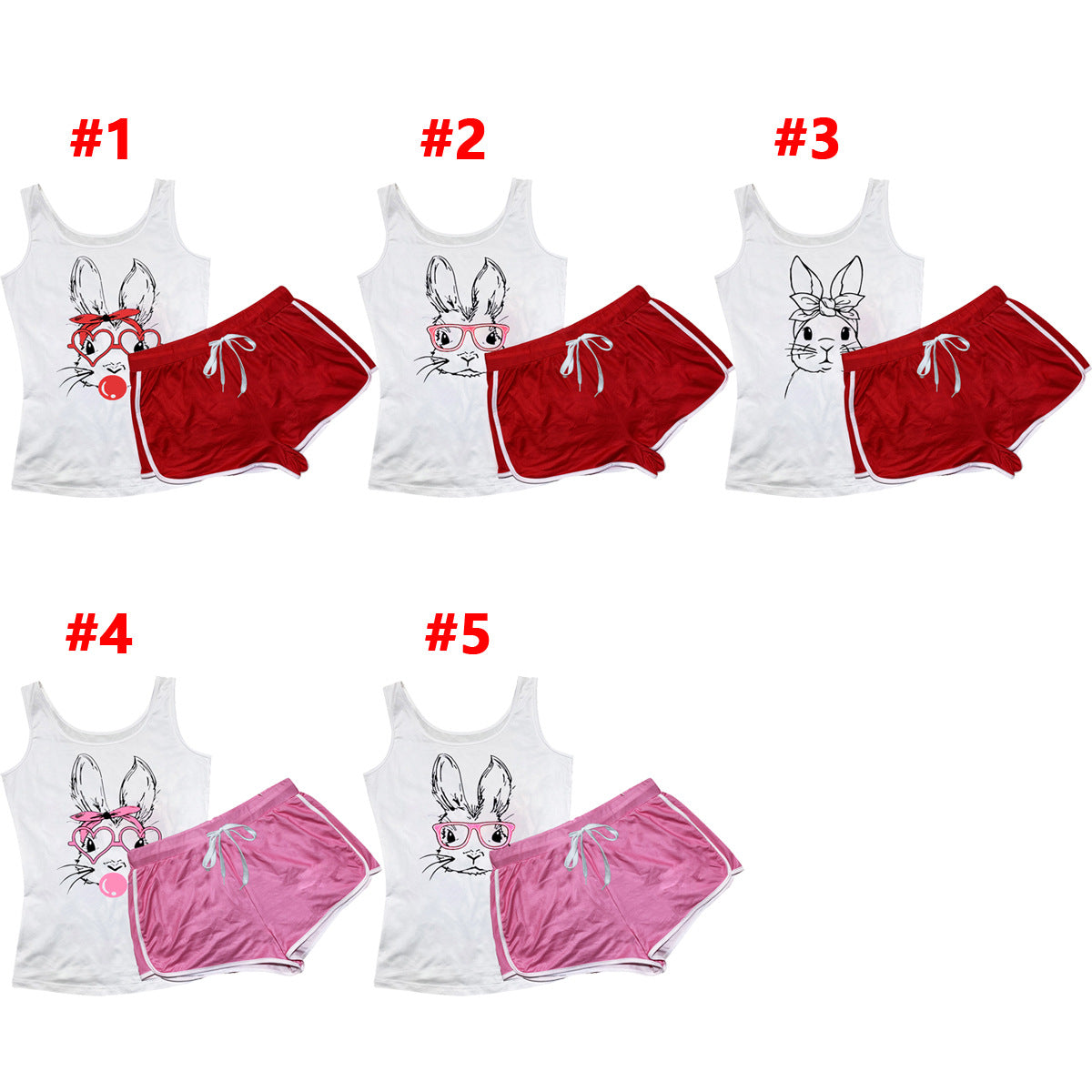 Sexy Sexy Rabbit Pattern Printed Two Piece Shorts Set