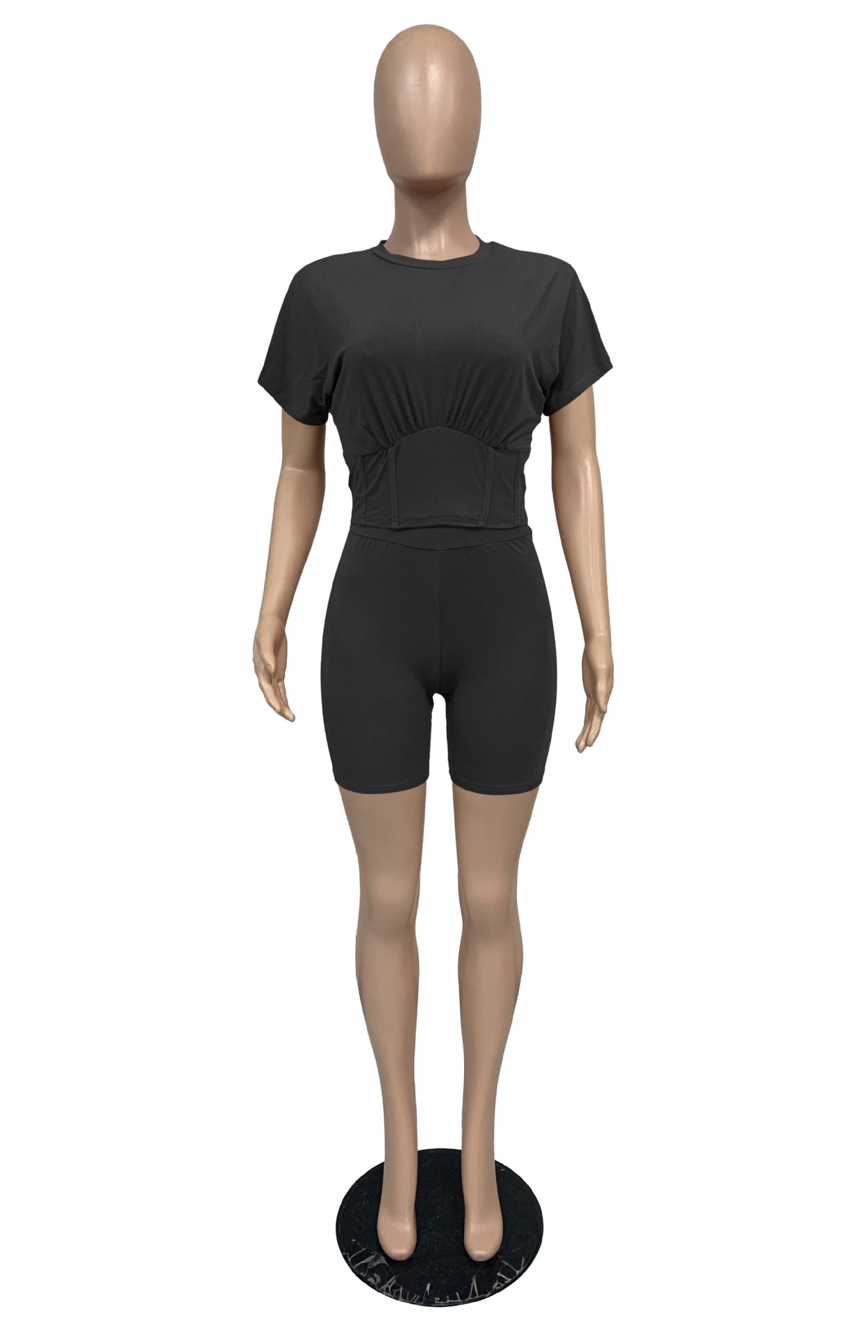 Sexy Casual Solid Short Sleeve Two Piece Shorts Set