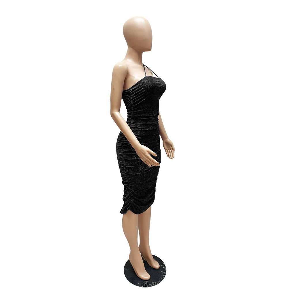 Sexy Sexy Ruched Split Spaghetti Strap Bodycon Club Dress