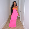Sexy Sexy Split Contrast Long Dress