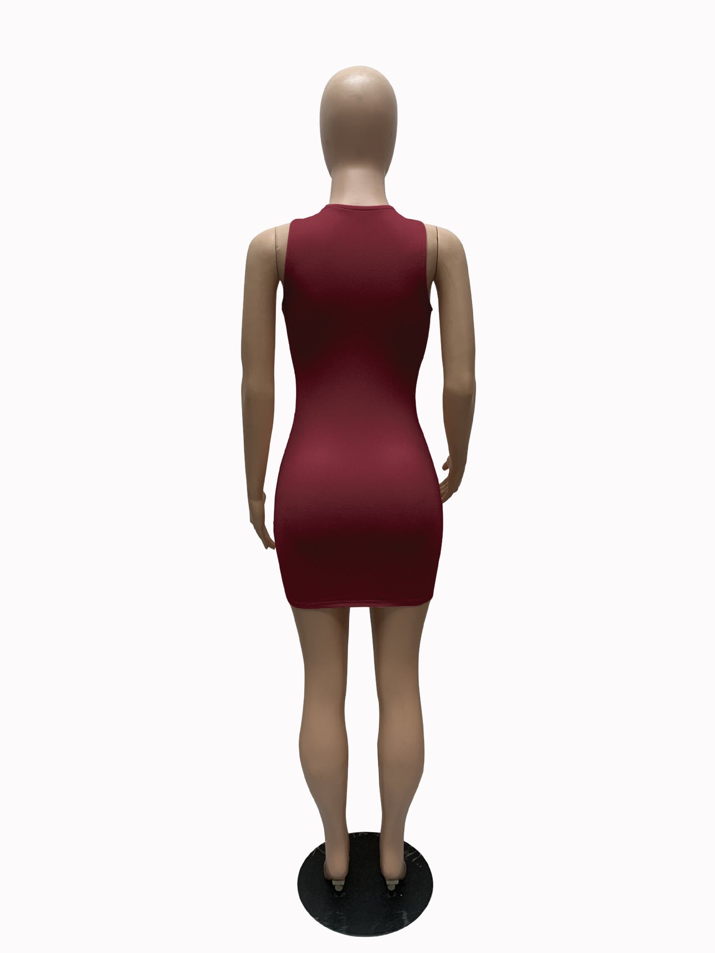 Sexy Sexy Solid Hollow Sleeveless Drawstring Club Dress