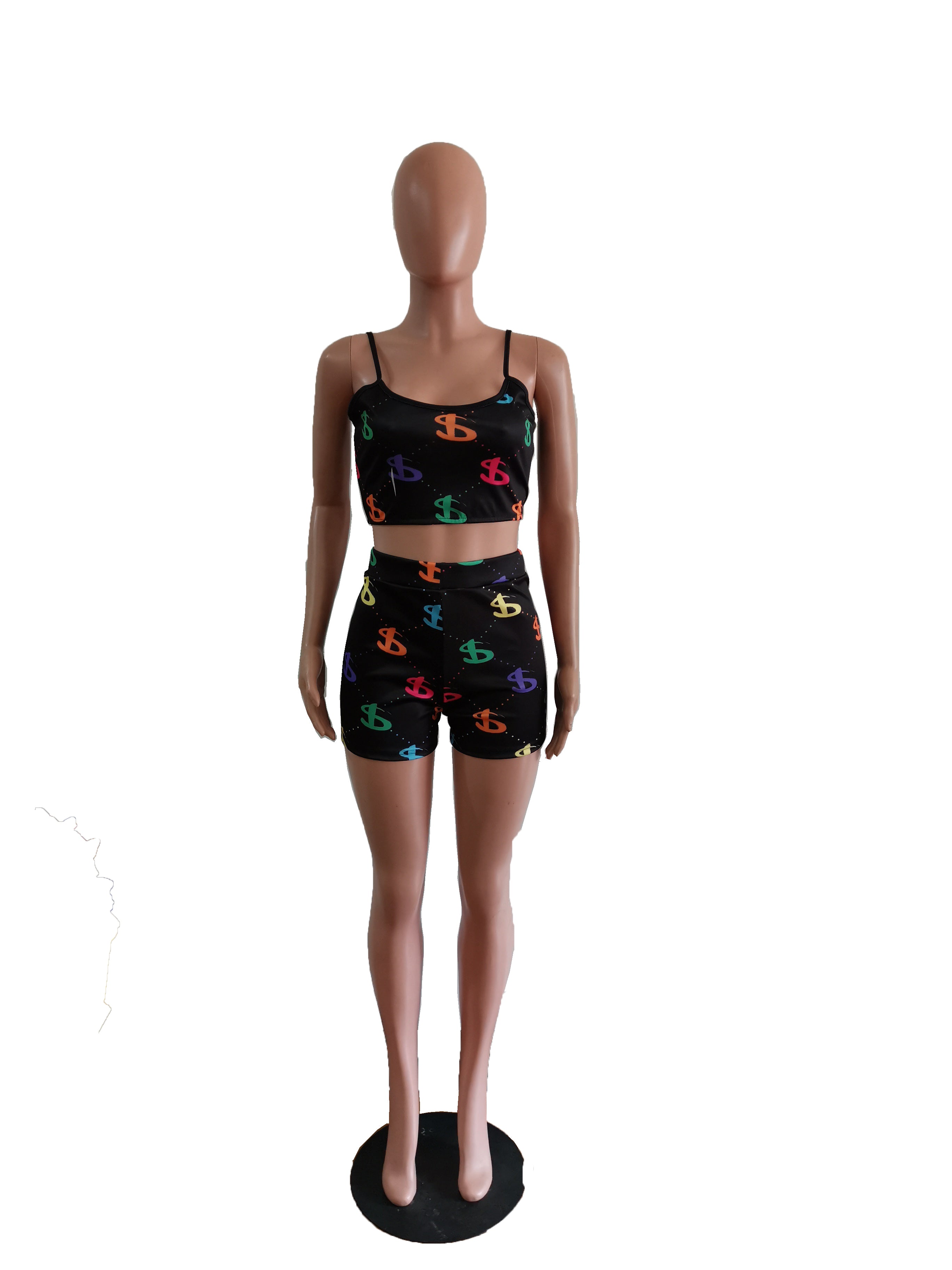 Sexy Fashion Print Camisole Shorts Two Piece Set