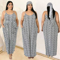 Sexy Geometric Print Sling Maxi Dress (With Headband)