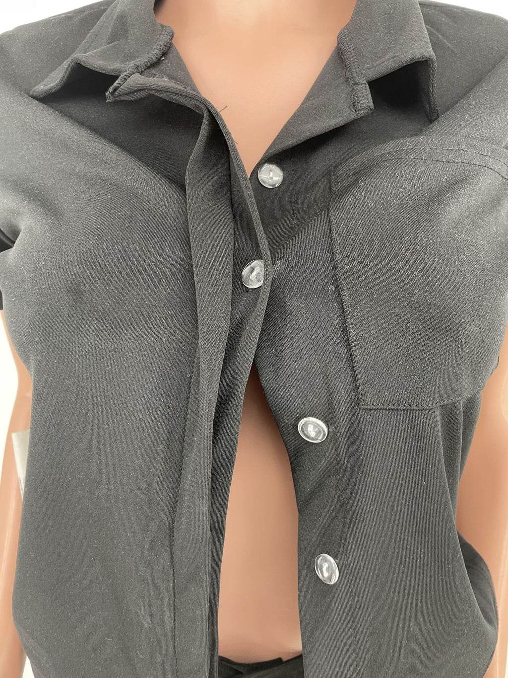 Sexy Solid Short Sleeve Shirt Top And Shorts 2 Piece Sets