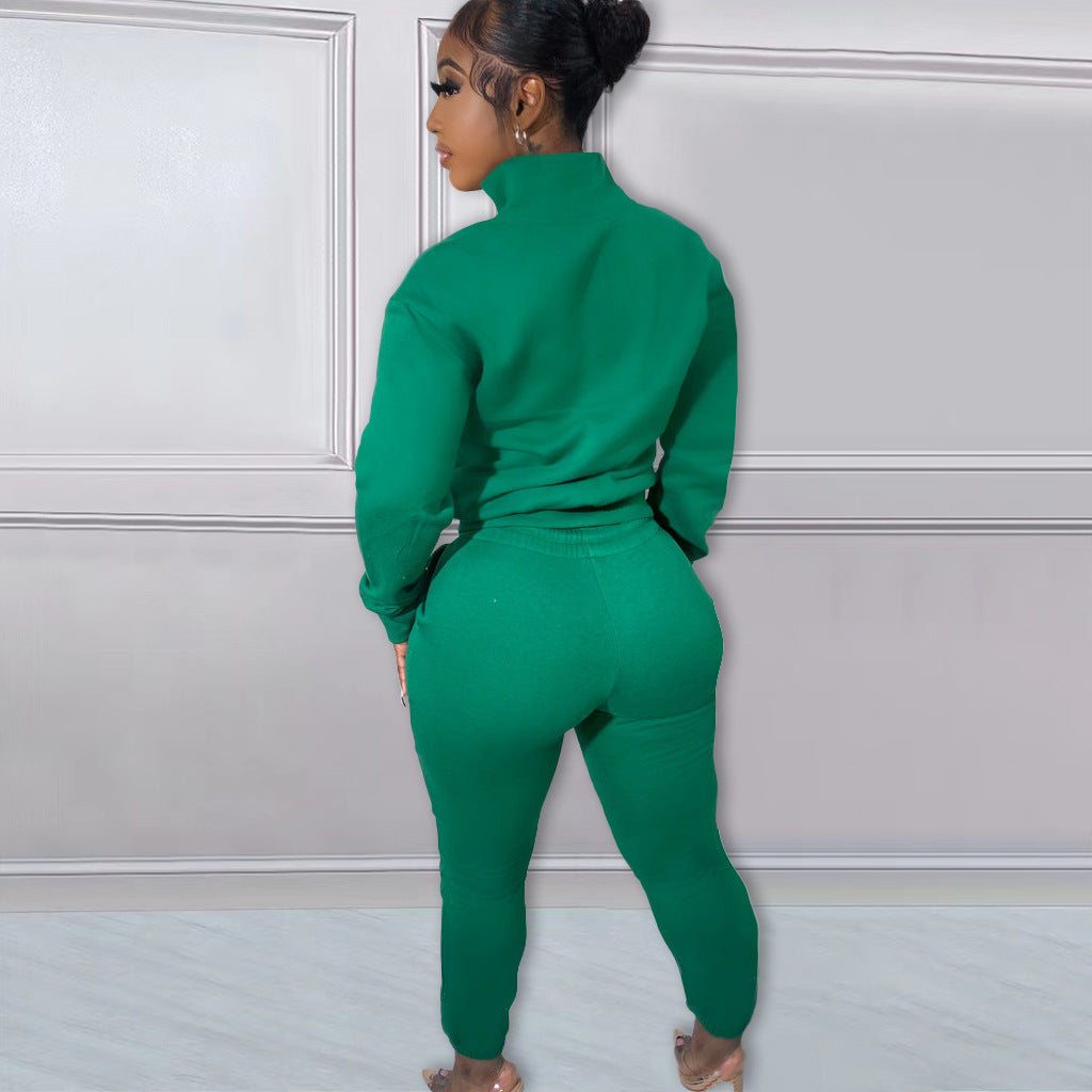 Sexy Letter Print Plush Pullover And Pant Sport 2 Piece Set