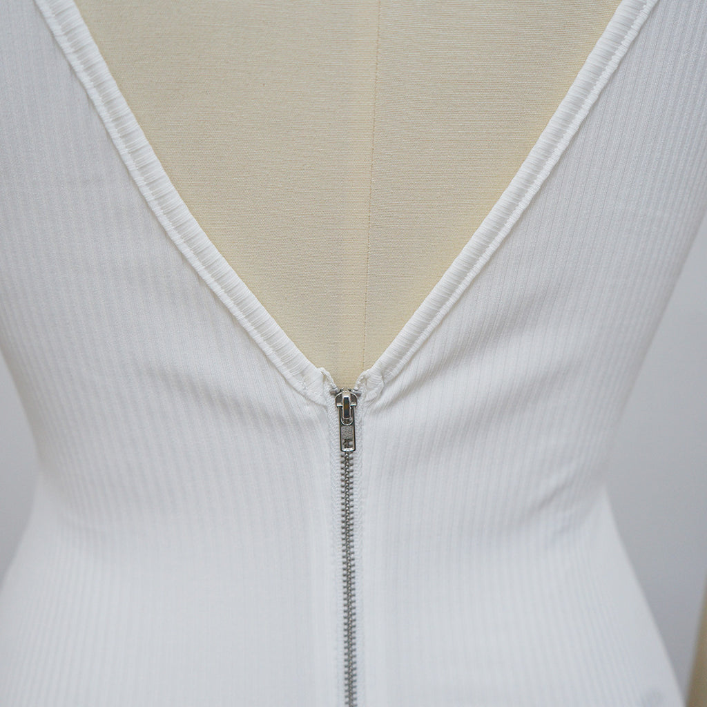 Sexy Solid Short Sleeve Back Slit Zip Sexy Maxi Dress