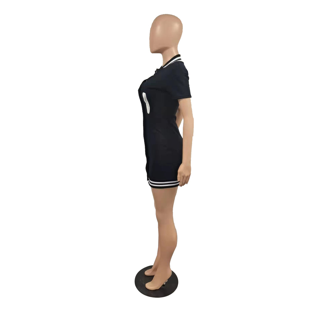Sexy Casual Buttons Baseball Mini Dress