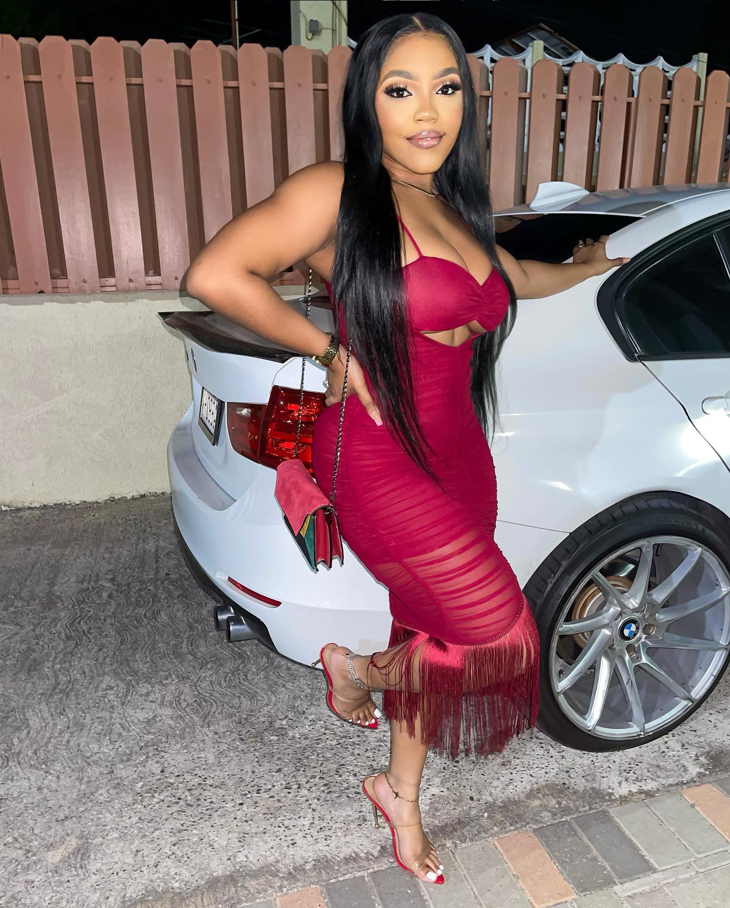 Sexy Sexy Tassel Spaghetti Strap Bodycon Midi Dress