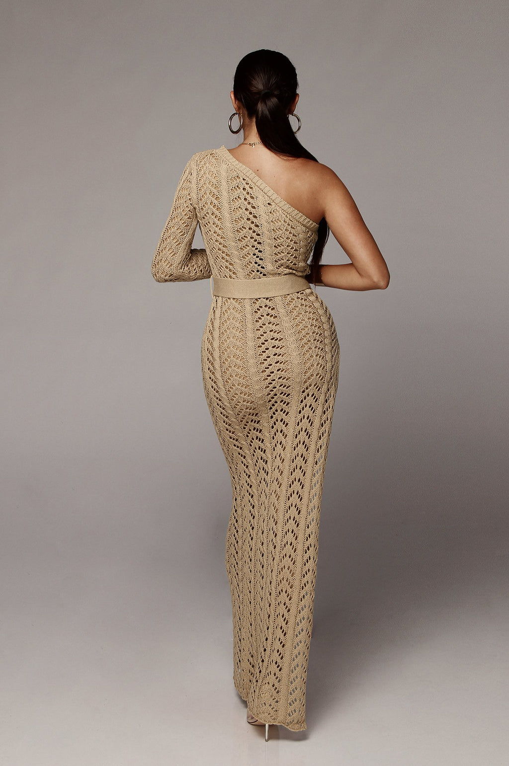 Sexy Sexy Knitted One Shoulder High Split Maxi Dress