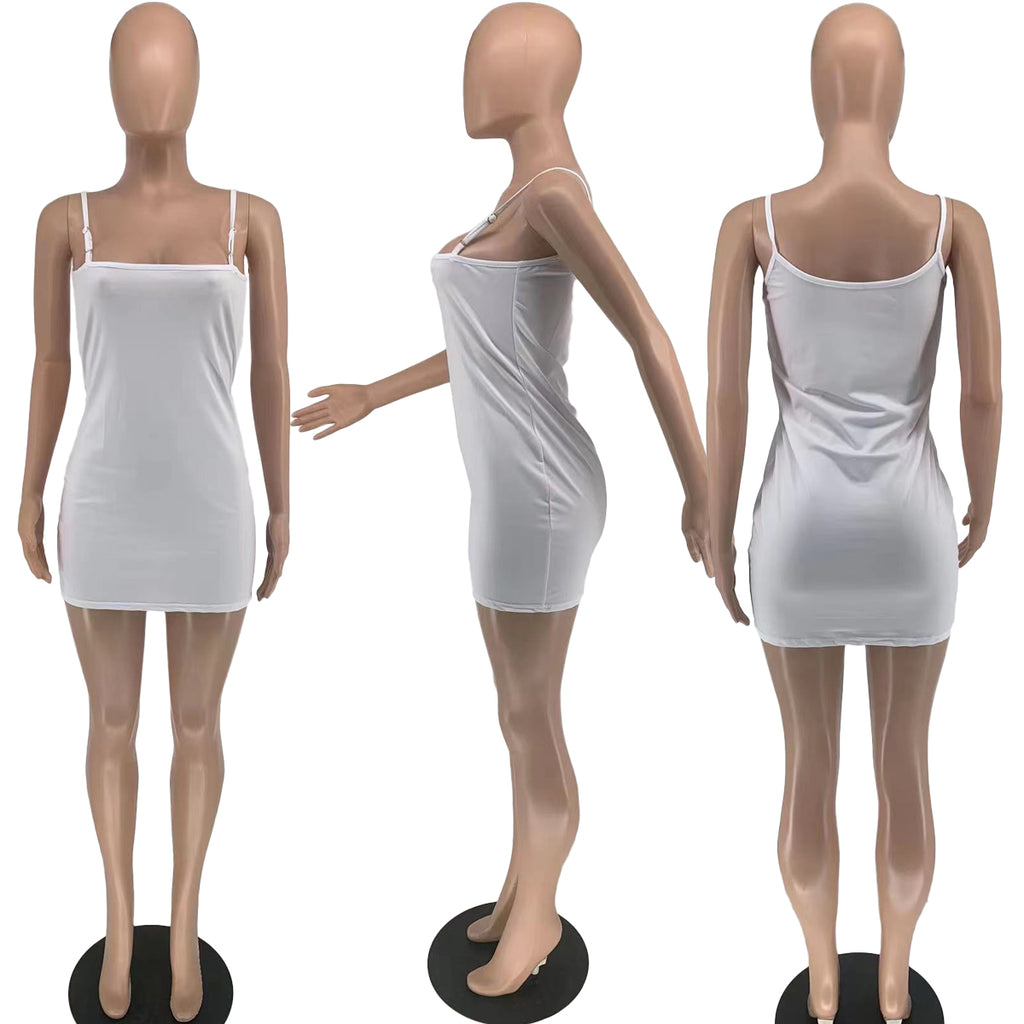 Sexy Solid Sexy Spaghetti Strap Slim Mini Dress