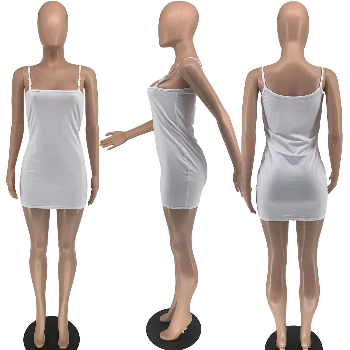 Sexy Solid Sexy Spaghetti Strap Slim Mini Dress