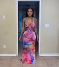 Sexy Sexy Tie Dye Hollow Out Maxi Dress