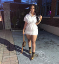 Sexy Solid Color Casual Sweet Short Sleeve Dress