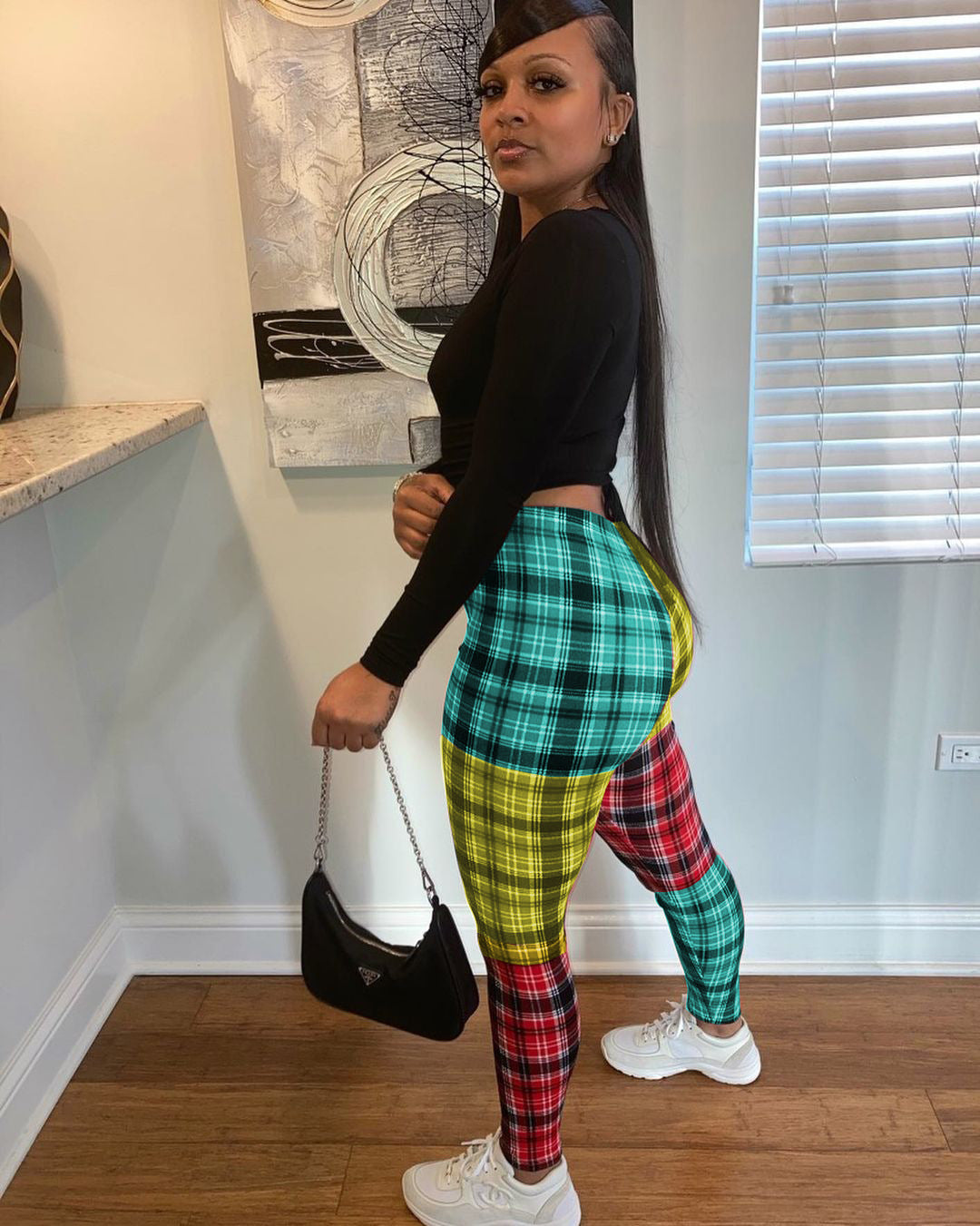 Sexy Letter Print T Shirt And Plaid Pant Two Piece Set