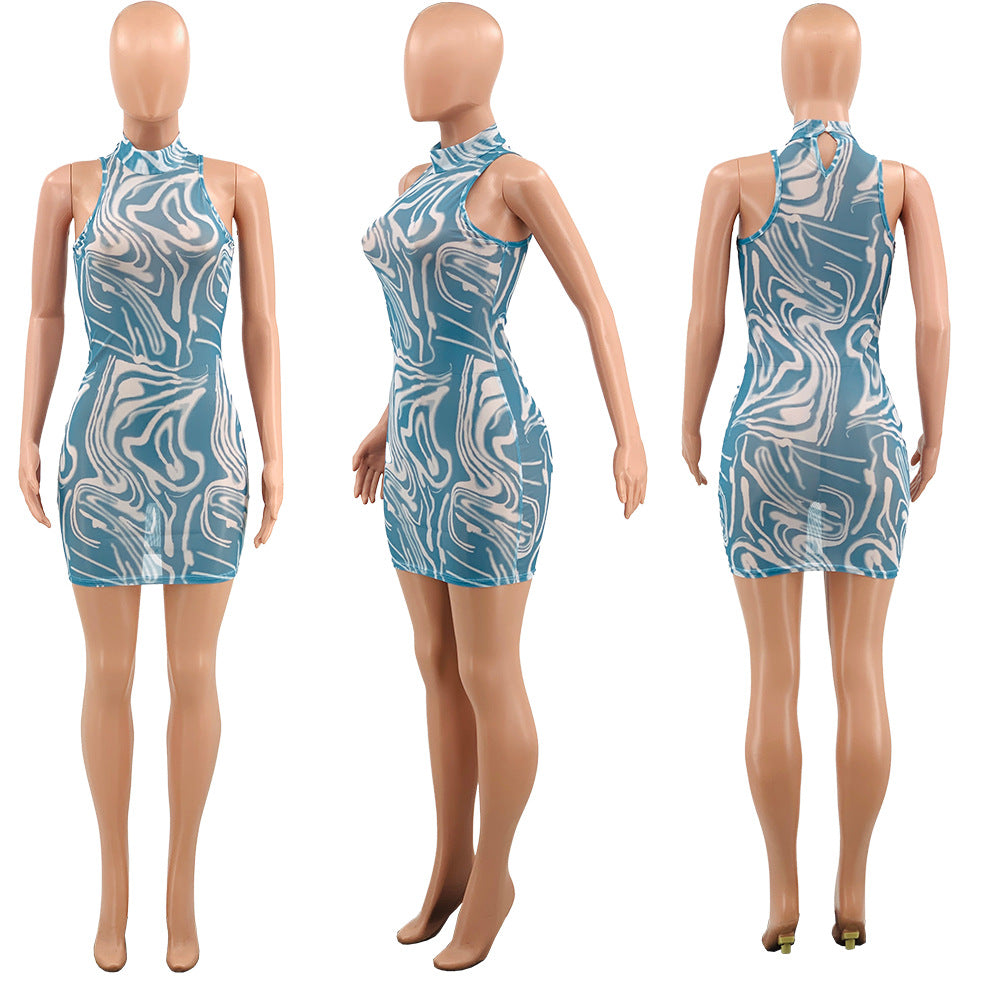 Sexy Sexy Printed Sleeveless Mini Dress