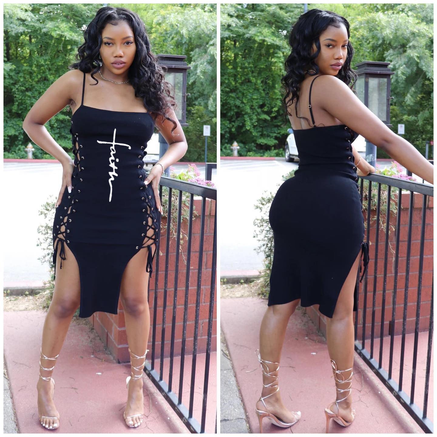 Sexy Letter Print Spaghetti Strap Bandage Dress